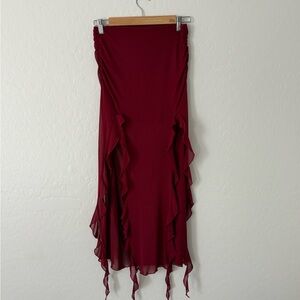 Garage Asymmetrical Burgundy Skirt